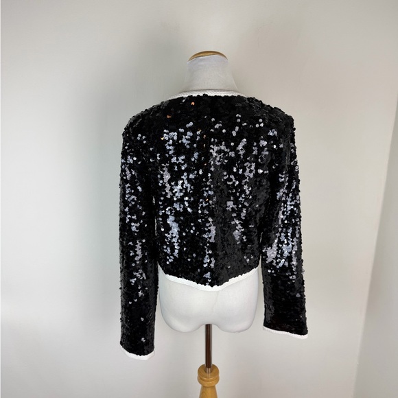 NWT J. Crew Sequin Lady Jacket Blazer Black White Size M - Picture 8 of 11